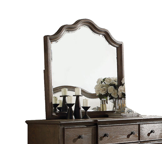 Distressed Grey Finish Beveled Wall Mirror-0