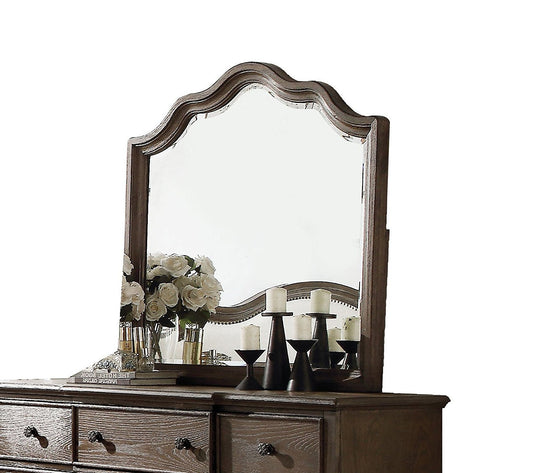 Distressed Grey Finish Beveled Wall Mirror-1