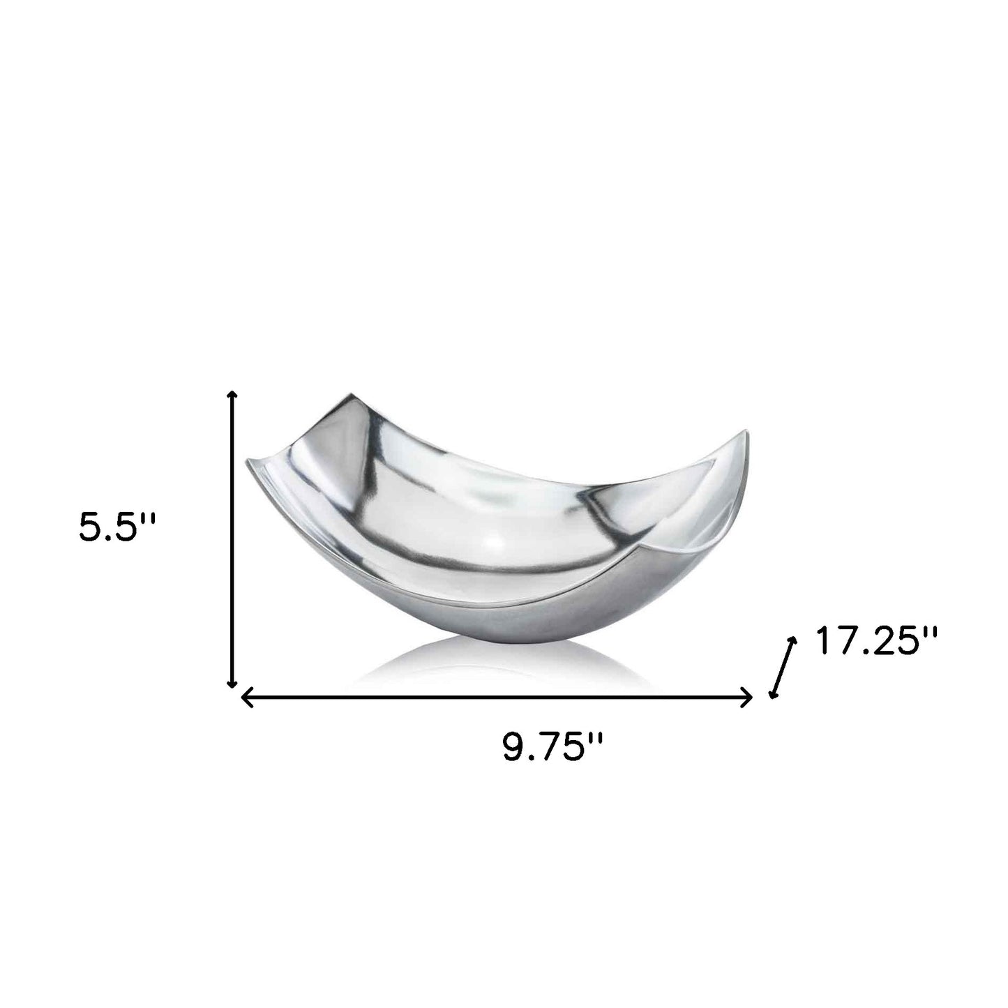 17" Silver Aluminum Scoop Centerpiece Bowl-4