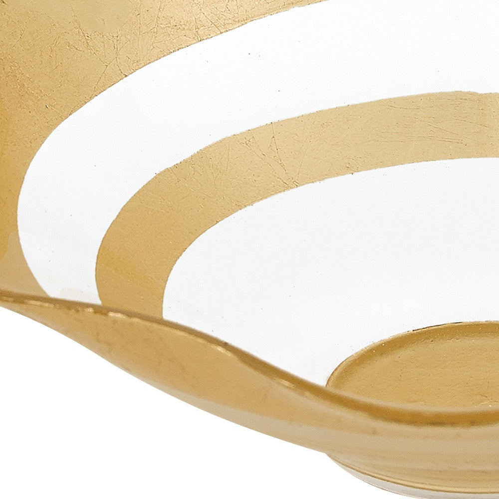 9" Clear and Gold Glass Round Ruffle Centerpiece Bowl-4