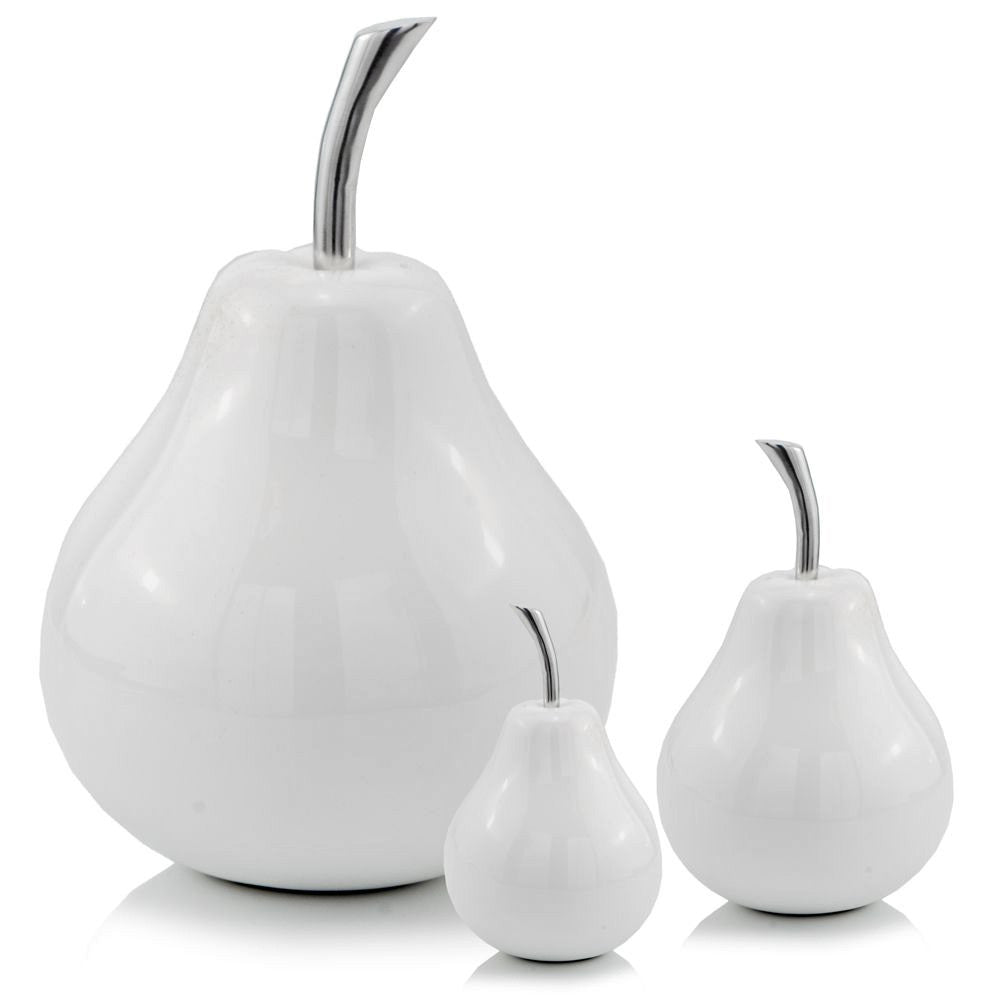 White Jumbo Pear Shaped Aluminum Accent Home Decor-2