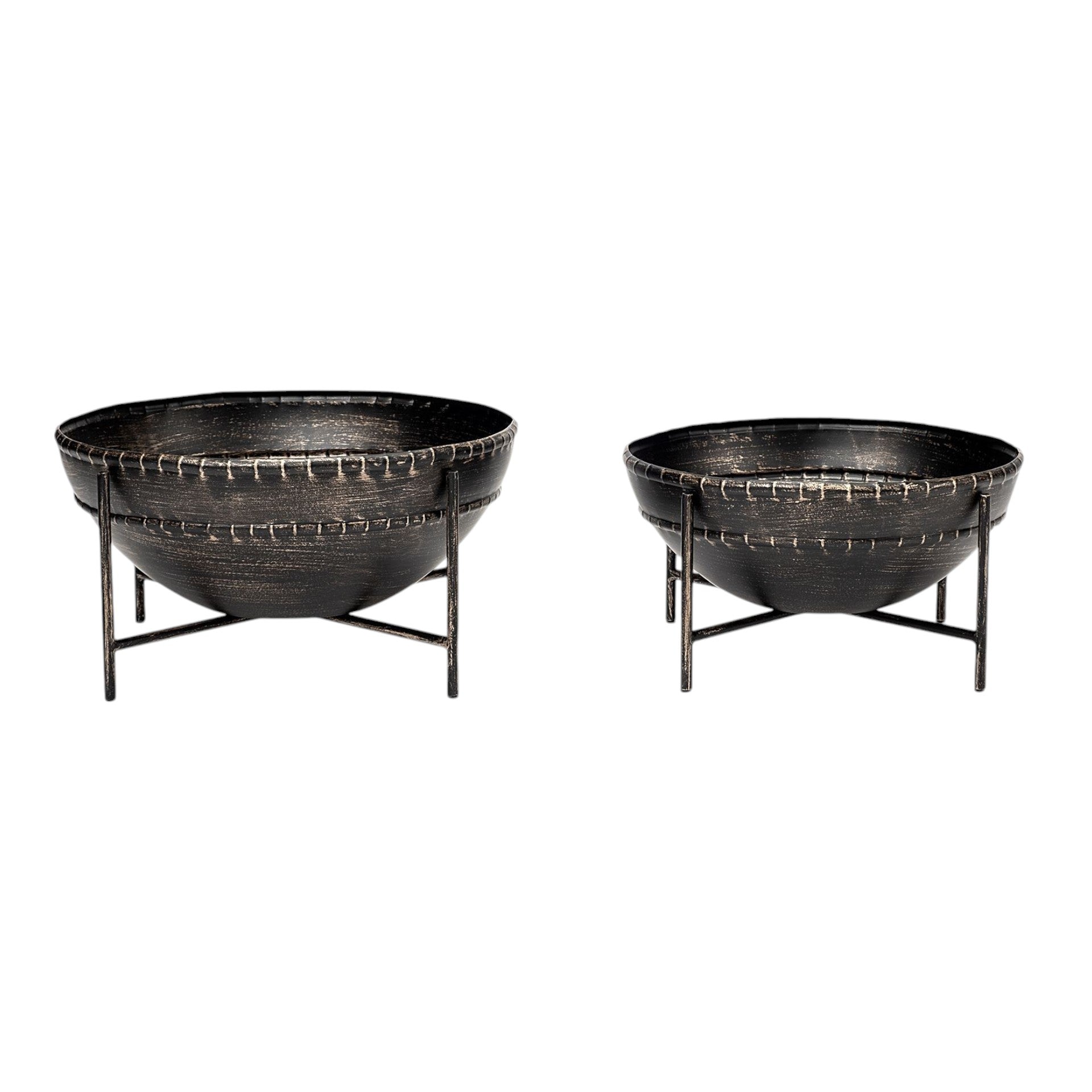 Set of Two Black Metal Decorative Bowl-2