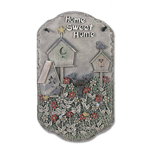 13" X 8" Gray And Ivory Bird Home Sweet Home Polyresin Wall Decor-0