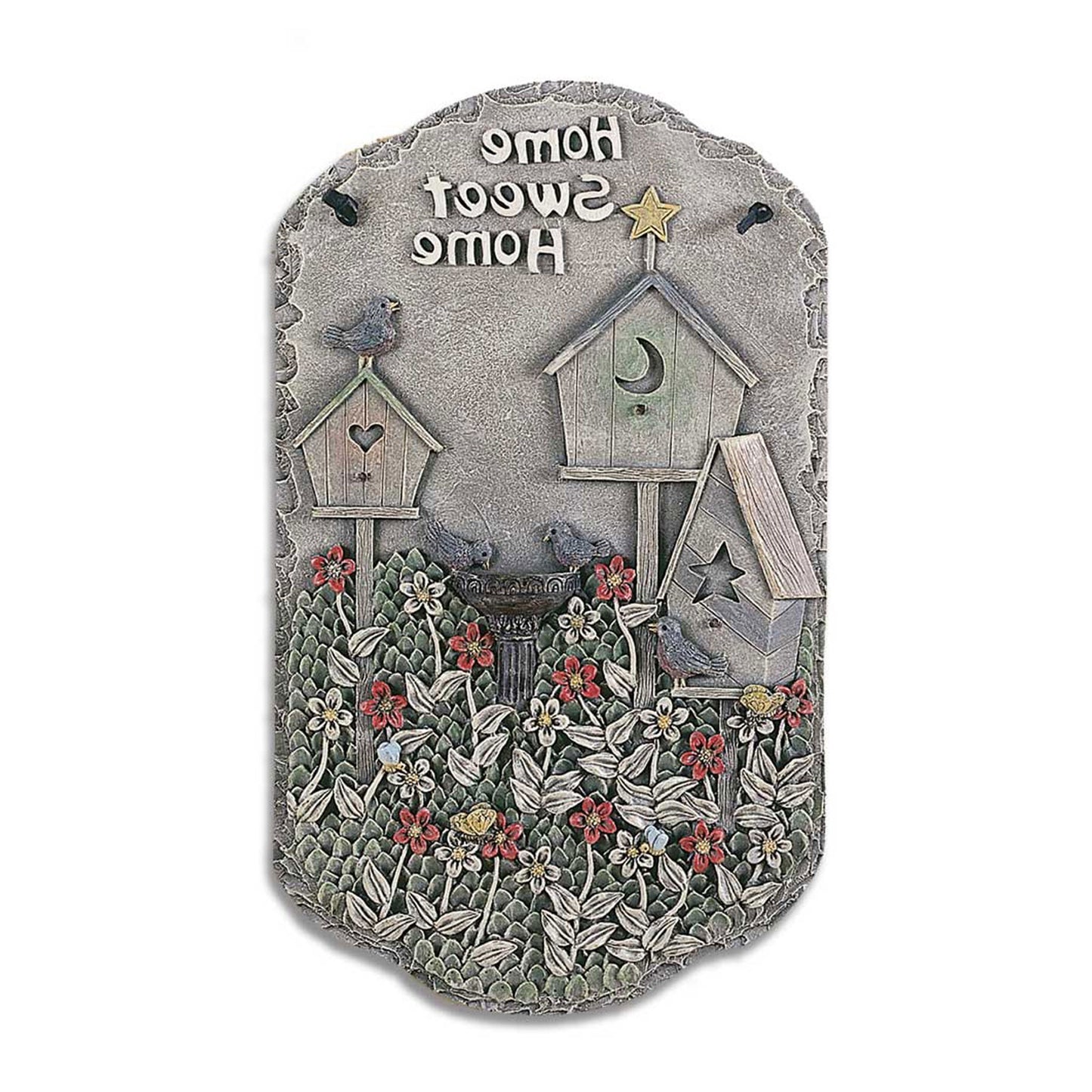 13" X 8" Gray And Ivory Bird Home Sweet Home Polyresin Wall Decor-1