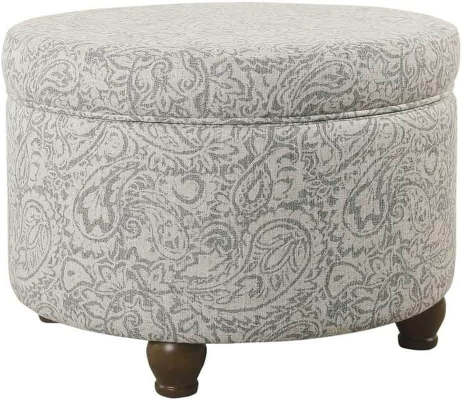 Gray Floral Storage Ottoman for Home Decor-0