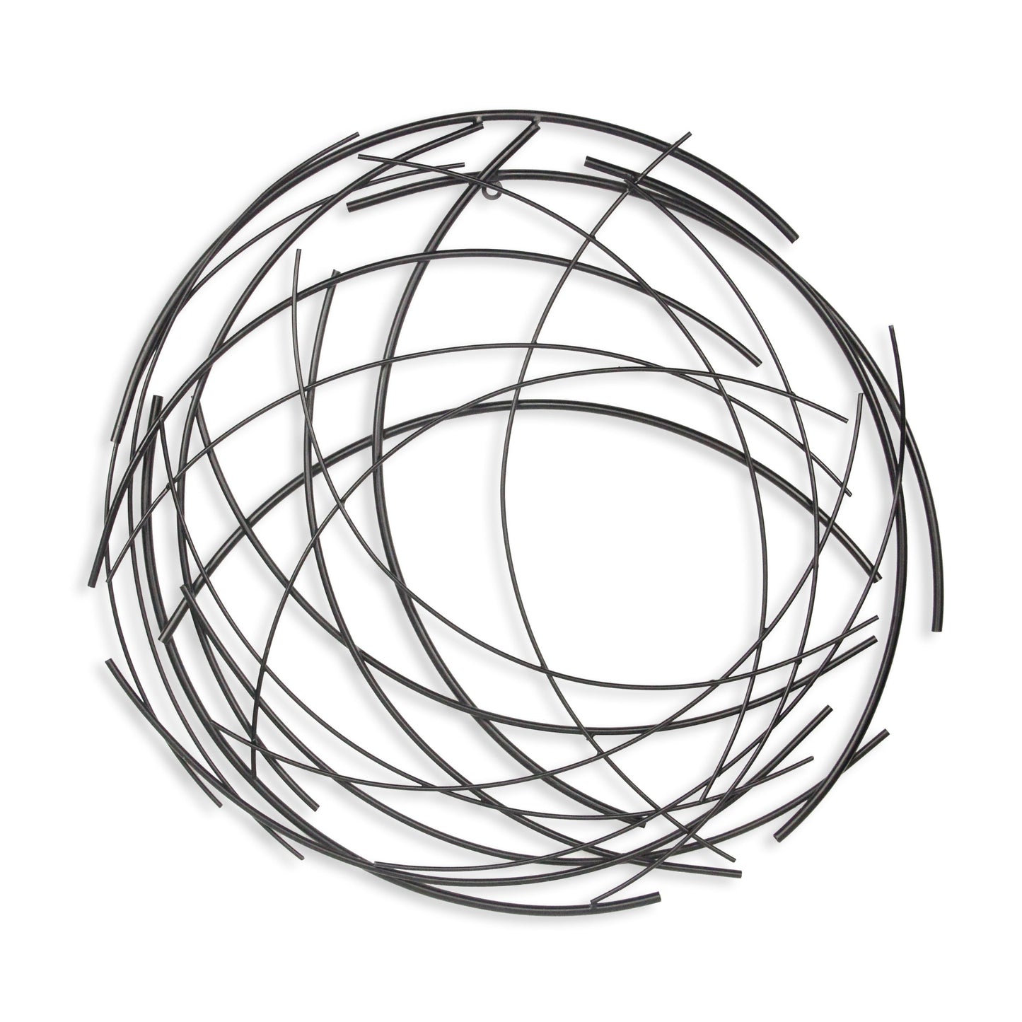 26" X 26" Black Metal Abstract Lines Round Hanging Dimensional Sculpture-1