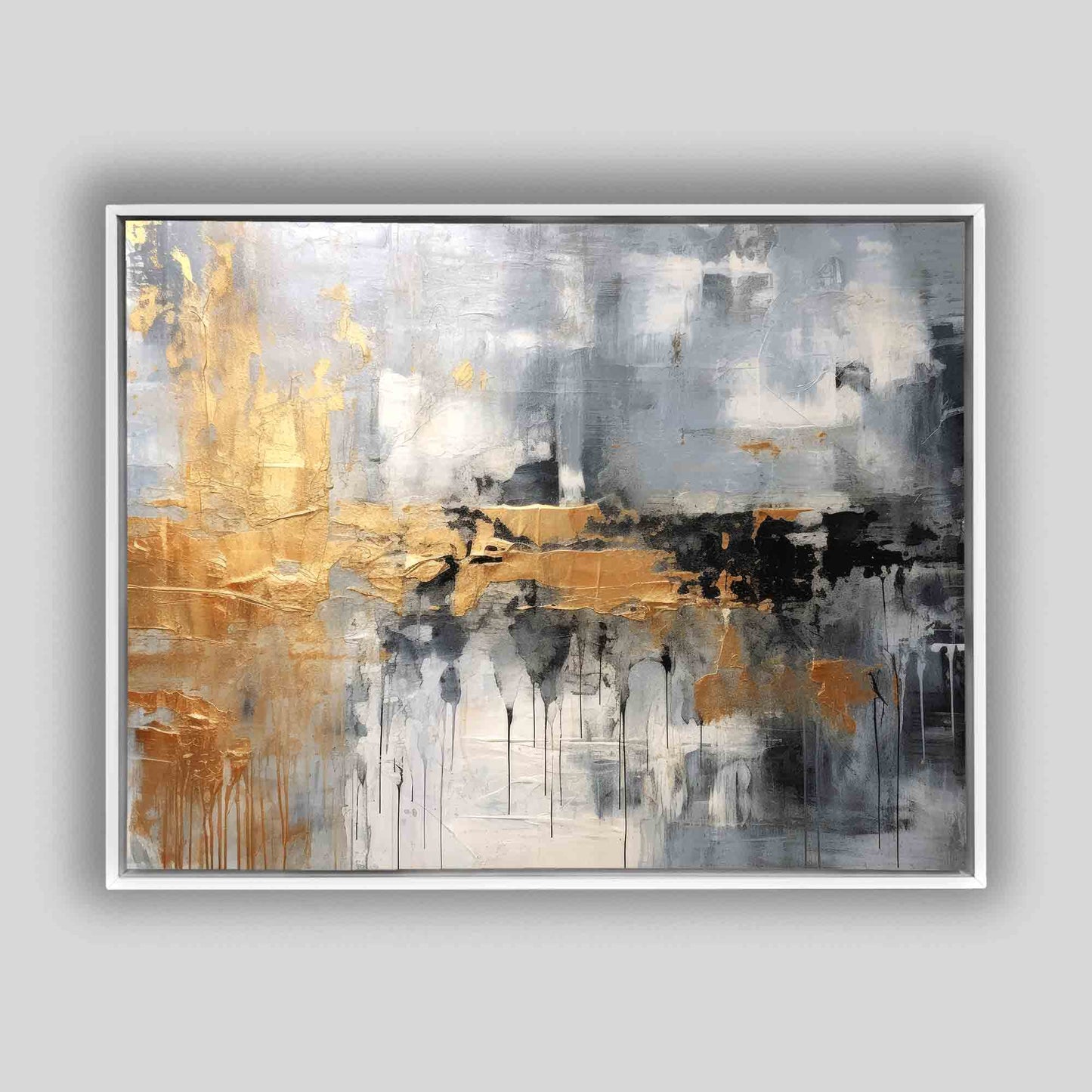 Autumn abstract canvas print-Minimalist art gold, beige, black and white-6