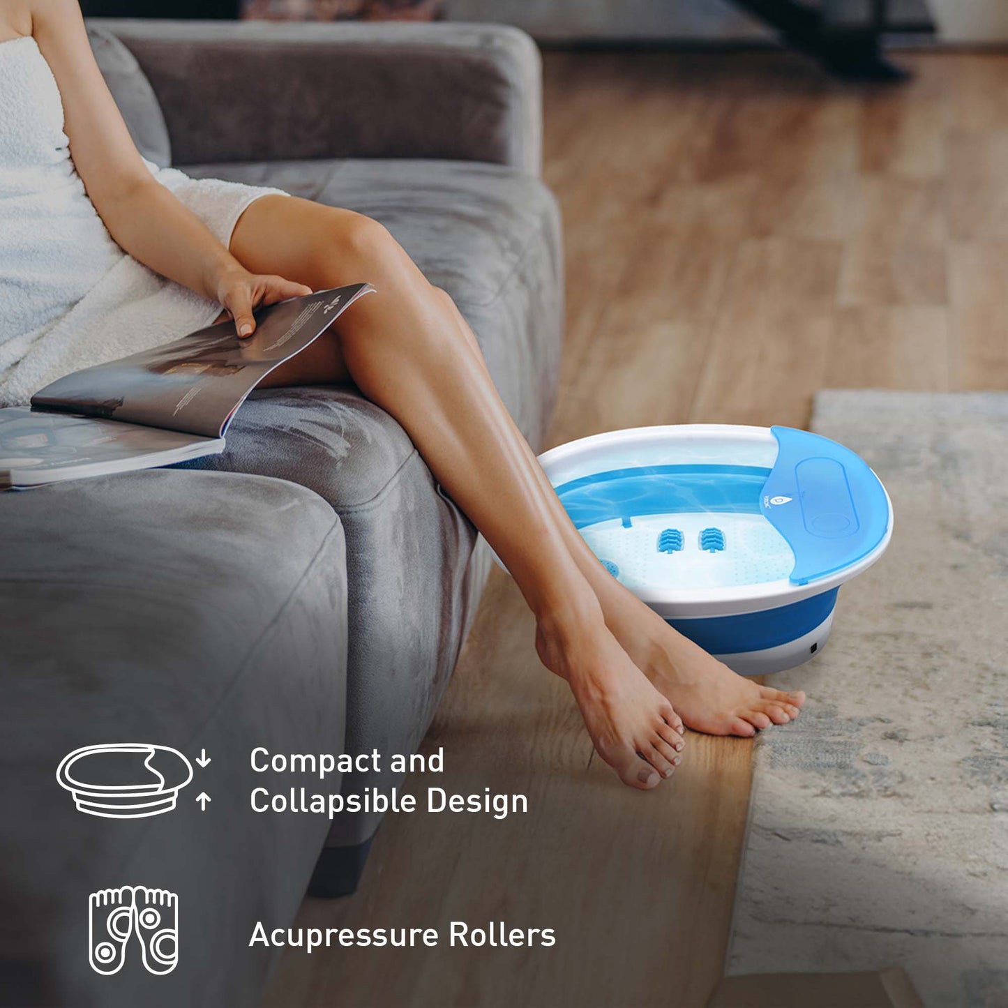 Home Comfort Bundle – Pursonic 3-Setting Electric Heating Pad & Compact, Collapsible Footbath Spa Massager-2