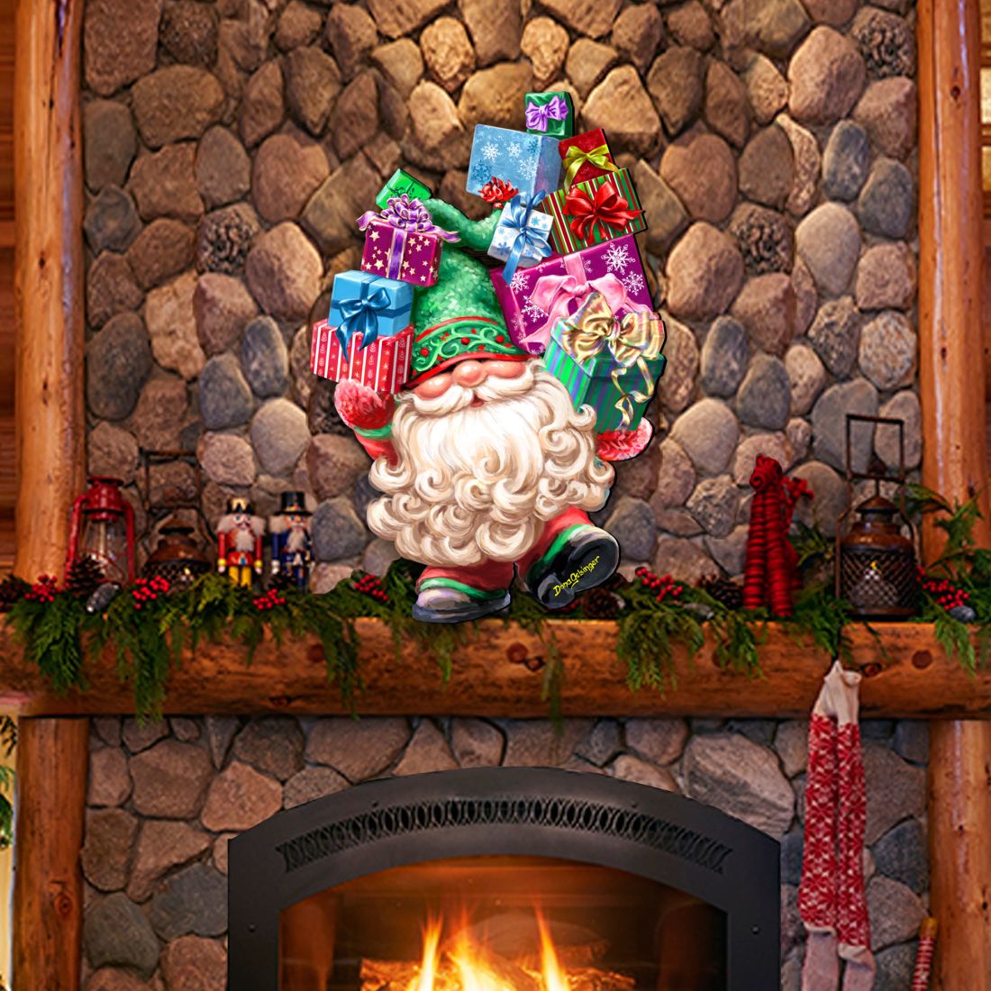 Gift Bag Gnome Wreath Easter Home Decor Large Ornament by D. Gelsinger - Christmas Decor - 8461054H-DG-3