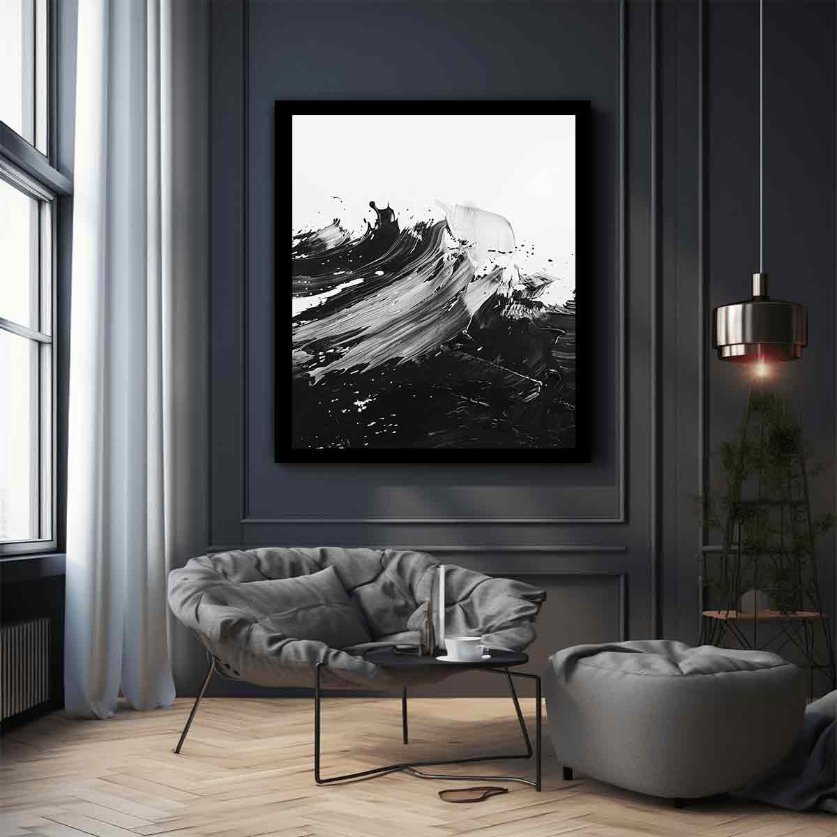 Black White Abstract Art Canvas Art Print-2