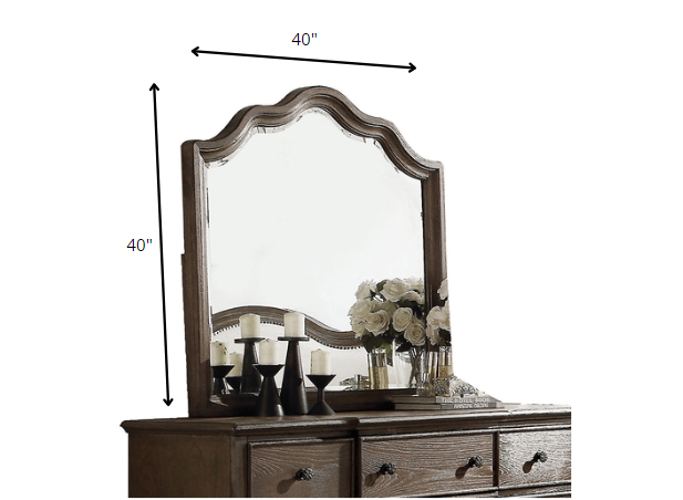 Distressed Grey Finish Beveled Wall Mirror-4