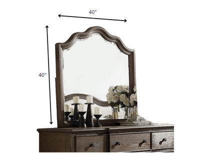 Distressed Grey Finish Beveled Wall Mirror-4