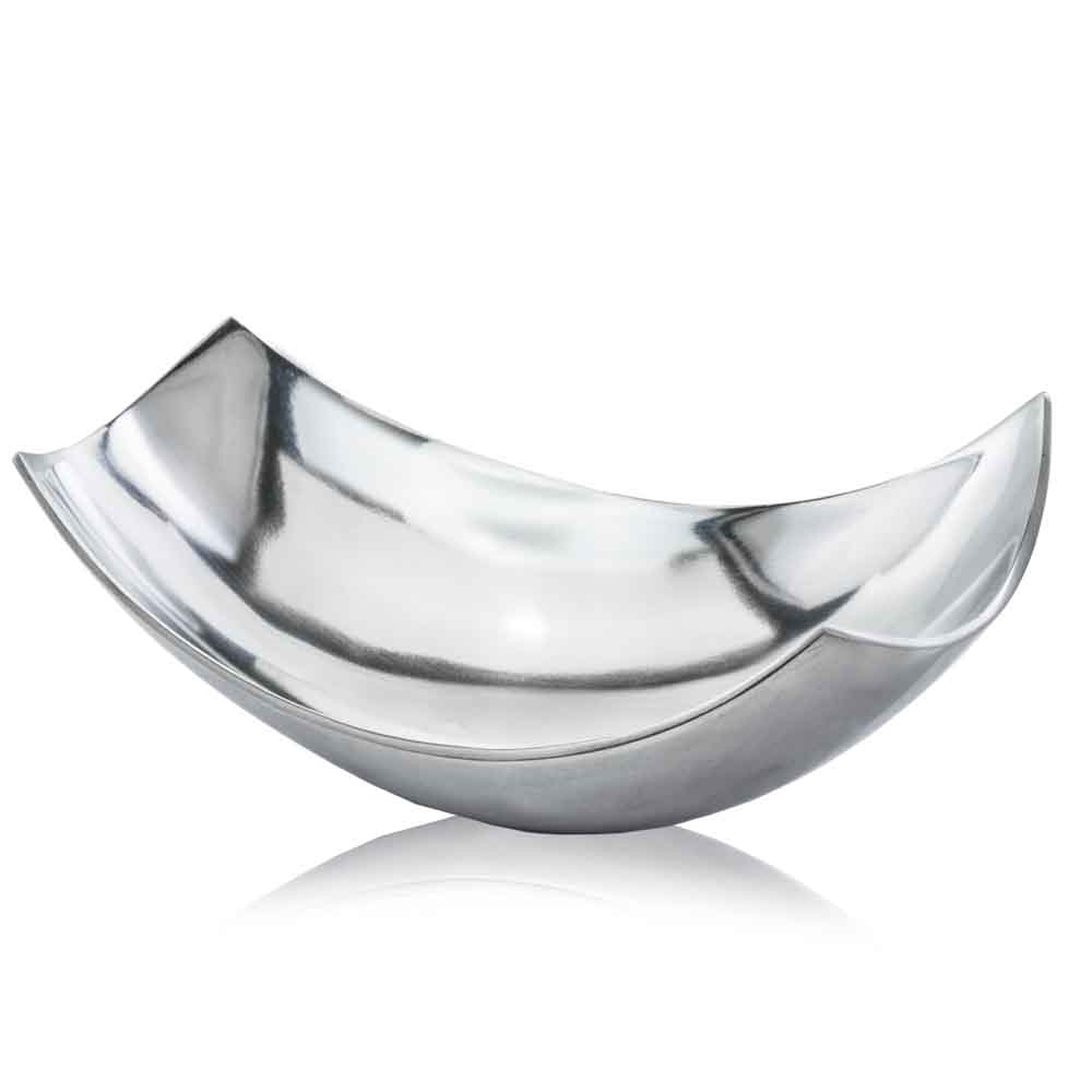 17" Silver Aluminum Scoop Centerpiece Bowl-1