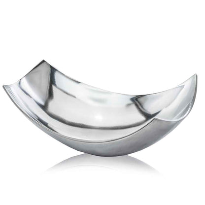 17" Silver Aluminum Scoop Centerpiece Bowl-1