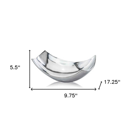 17" Silver Aluminum Scoop Centerpiece Bowl-4