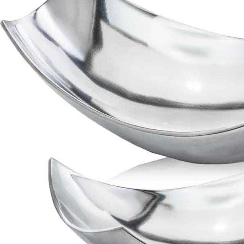 17" Silver Aluminum Scoop Centerpiece Bowl-3