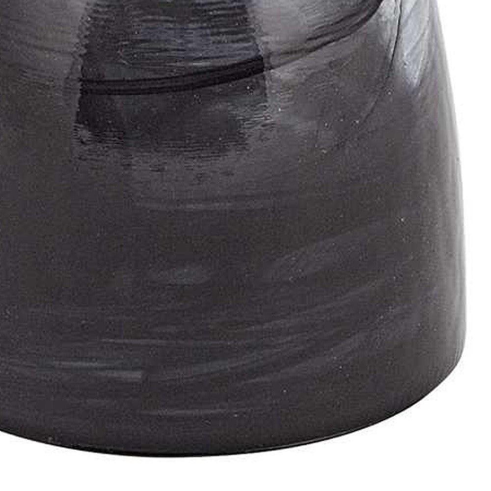 10" Black and Gray Swirl Mouth Blown Glass Footed Centerpiece Bowl-3