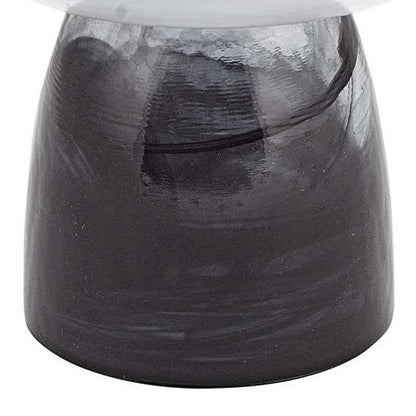 10" Black and Gray Swirl Mouth Blown Glass Footed Centerpiece Bowl-4