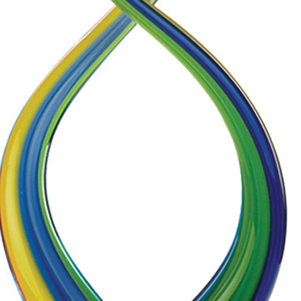 16" Clear Red Blue Yellow Murano Glass Modern Abstract Tabletop Sculpture-3