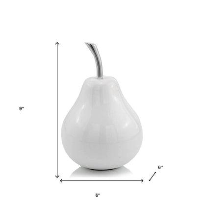 White Medium  Pear Shaped Aluminum Accent Home Decor-6