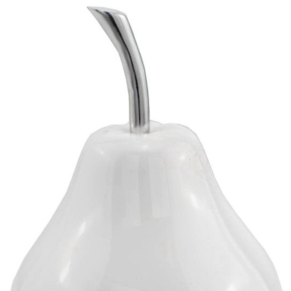 White Medium  Pear Shaped Aluminum Accent Home Decor-5