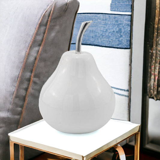 White Jumbo Pear Shaped Aluminum Accent Home Decor-1