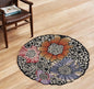4' Round Red and Black Floral Area Rug-0