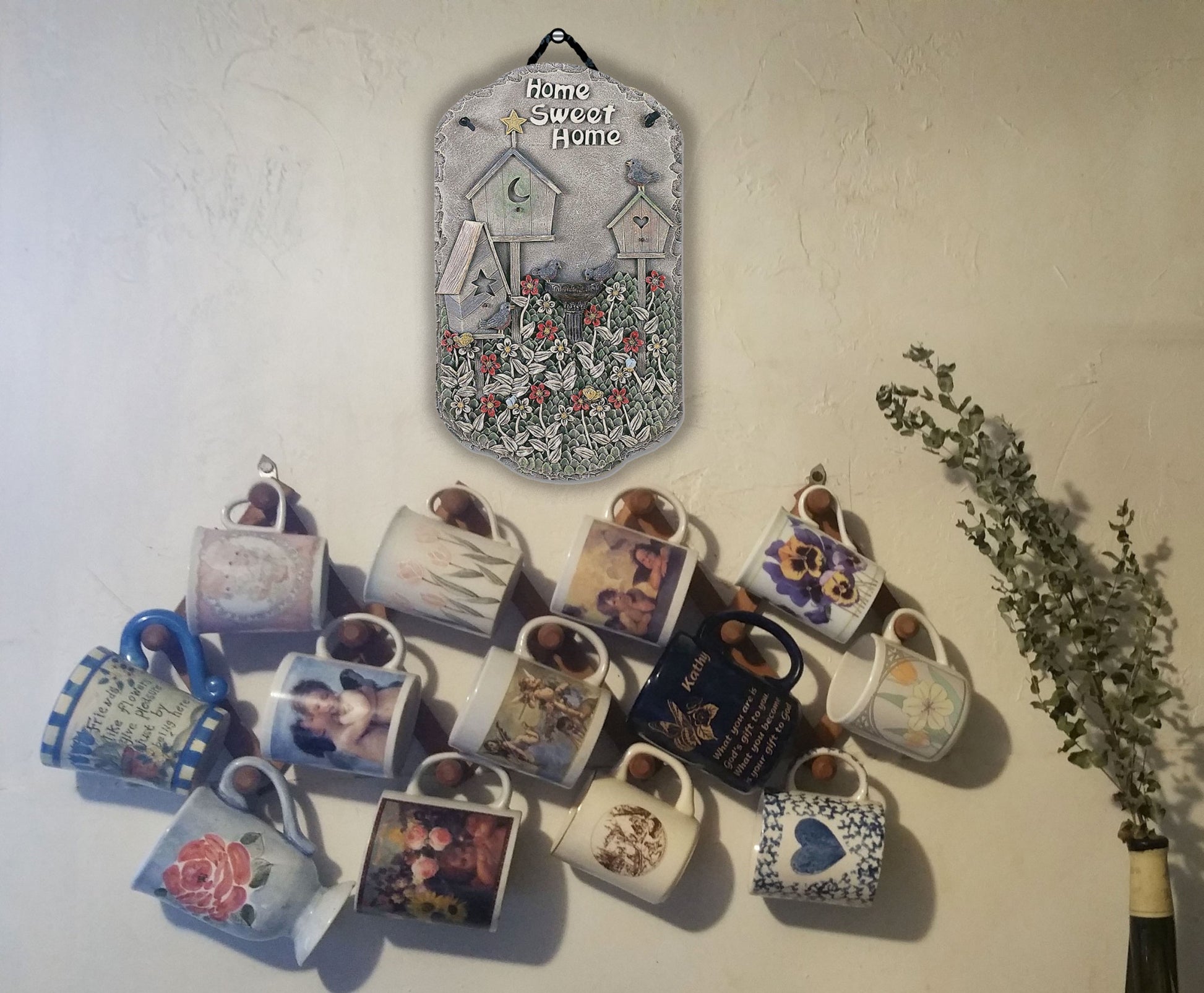 13" X 8" Gray And Ivory Bird Home Sweet Home Polyresin Wall Decor-3