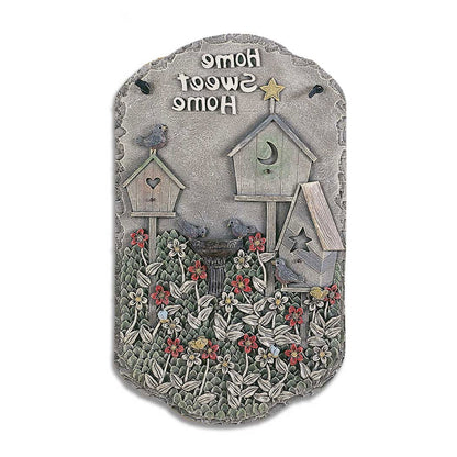 13" X 8" Gray And Ivory Bird Home Sweet Home Polyresin Wall Decor-1