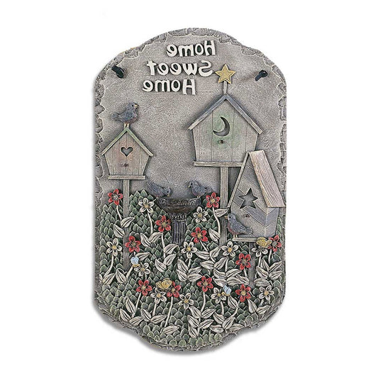 13" X 8" Gray And Ivory Bird Home Sweet Home Polyresin Wall Decor-1