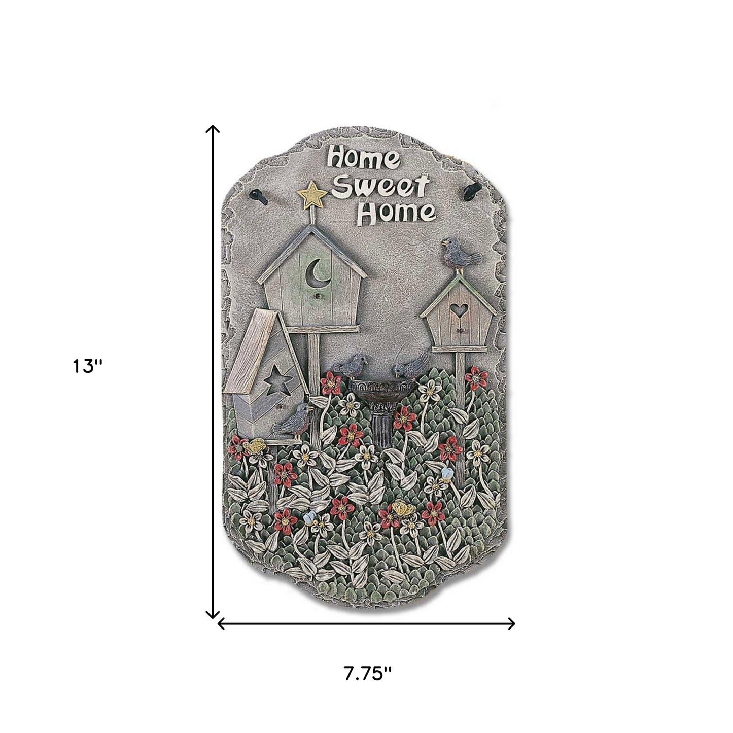 13" X 8" Gray And Ivory Bird Home Sweet Home Polyresin Wall Decor-4