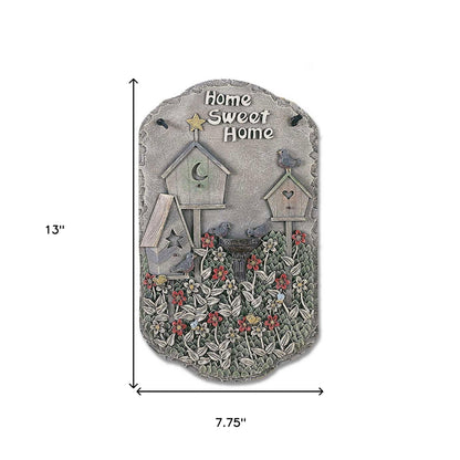 13" X 8" Gray And Ivory Bird Home Sweet Home Polyresin Wall Decor-4