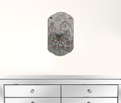 13" X 8" Gray And Ivory Bird Home Sweet Home Polyresin Wall Decor-2