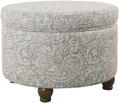 Gray Floral Storage Ottoman for Home Decor-0