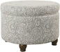 Gray Floral Storage Ottoman for Home Decor-0