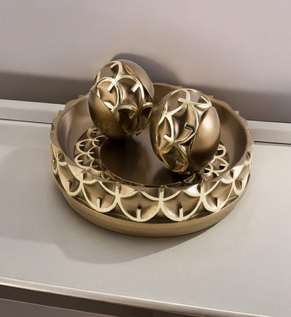 12" Gold Polyresin Decorative Bowl-0