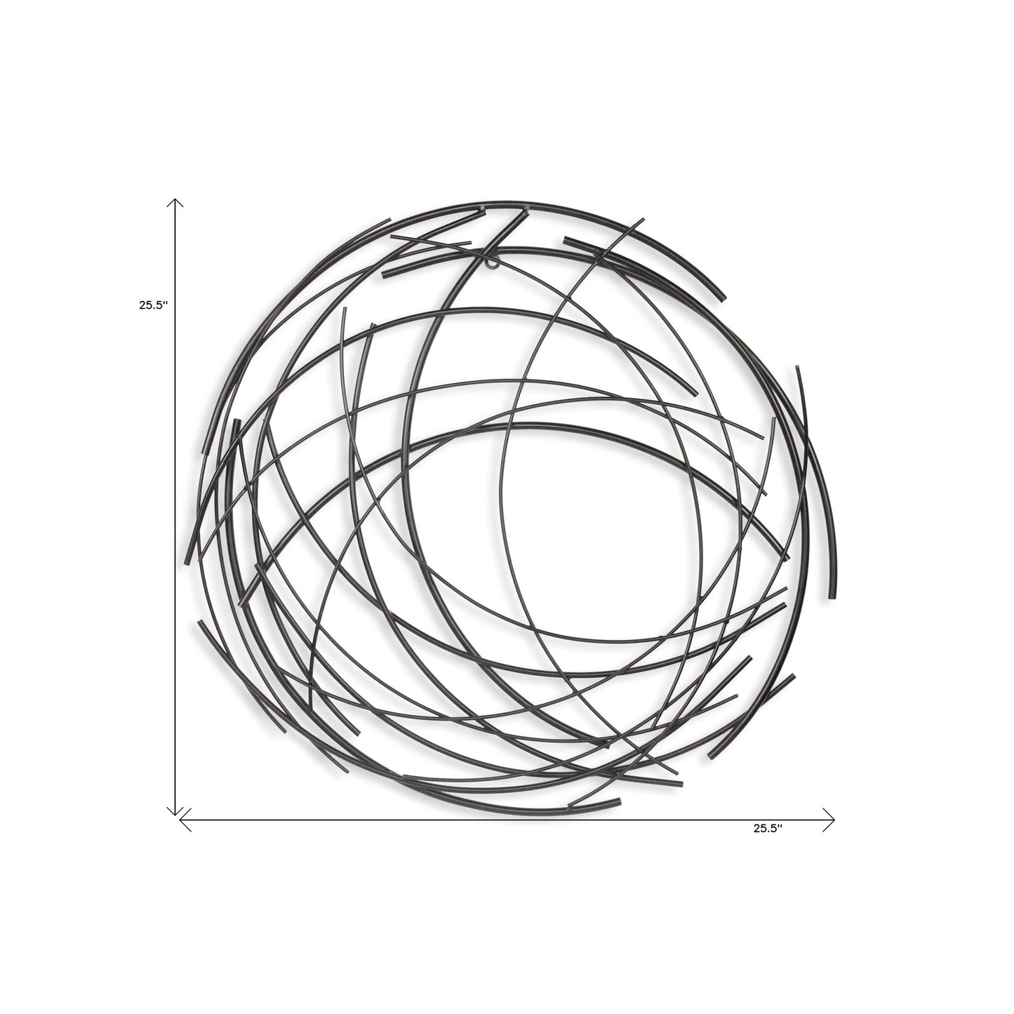 26" X 26" Black Metal Abstract Lines Round Hanging Dimensional Sculpture-8
