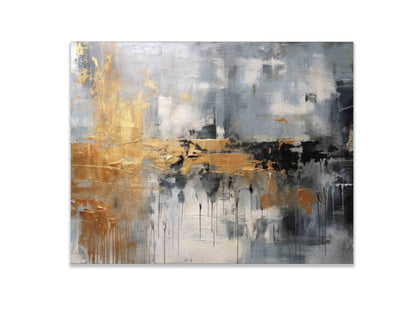 Autumn abstract canvas print-Minimalist art gold, beige, black and white-1