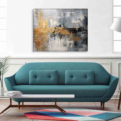 Autumn abstract canvas print-Minimalist art gold, beige, black and white-2