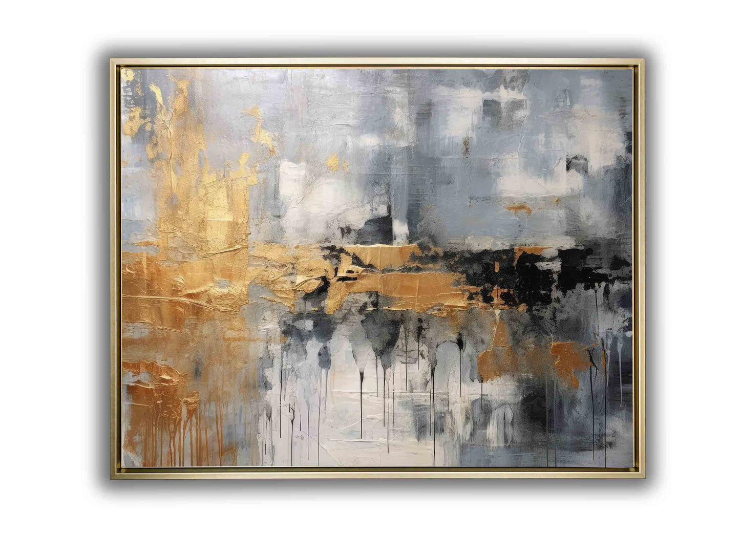 Autumn abstract canvas print-Minimalist art gold, beige, black and white-4