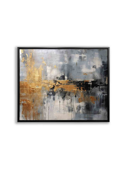 Autumn abstract canvas print-Minimalist art gold, beige, black and white-5