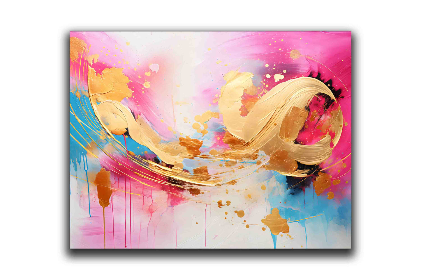 Fuchsia Gold Abstract 48X36 Fine Art Canvas Print-2