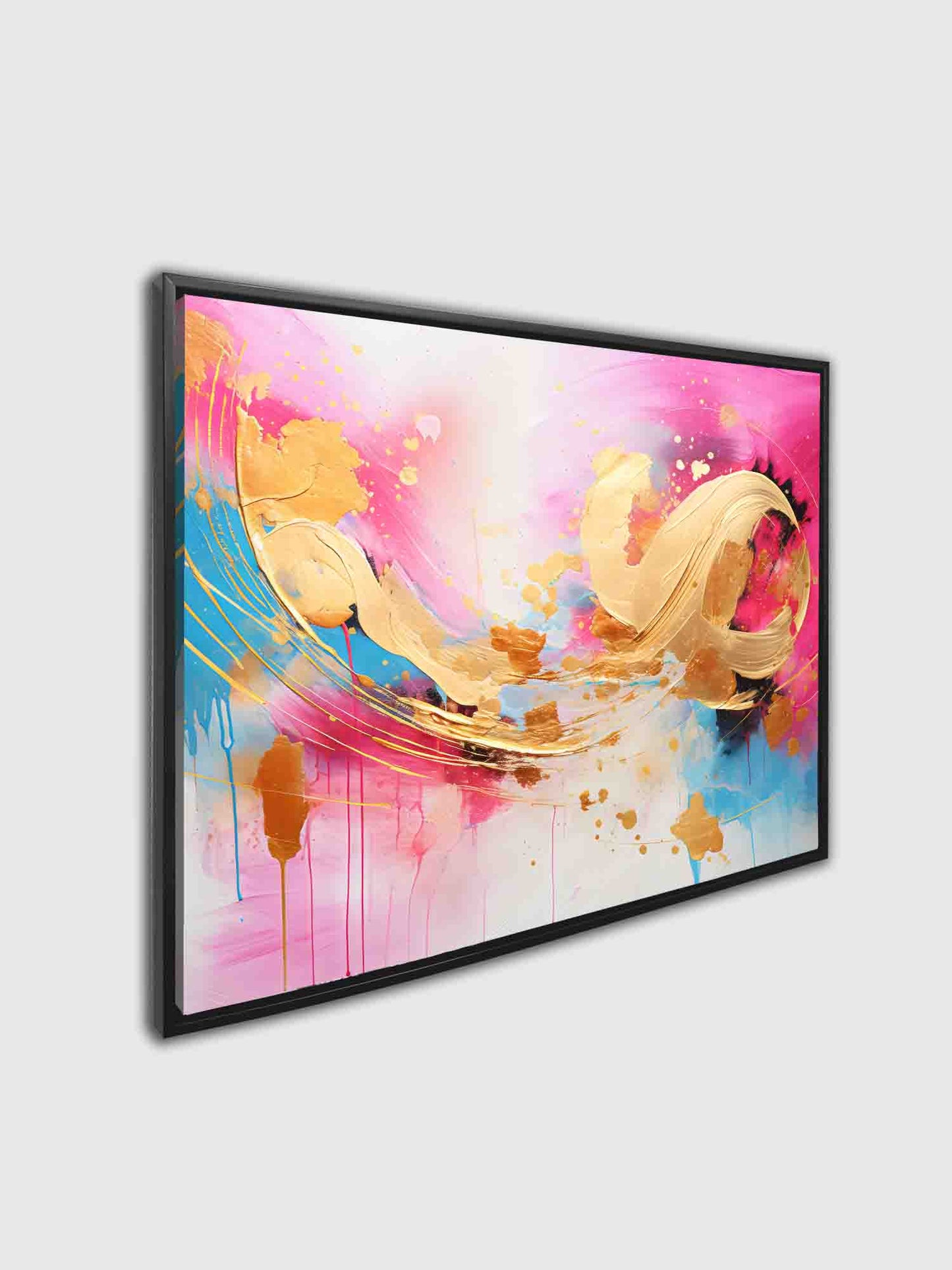 Fuchsia Gold Abstract 48X36 Fine Art Canvas Print-3