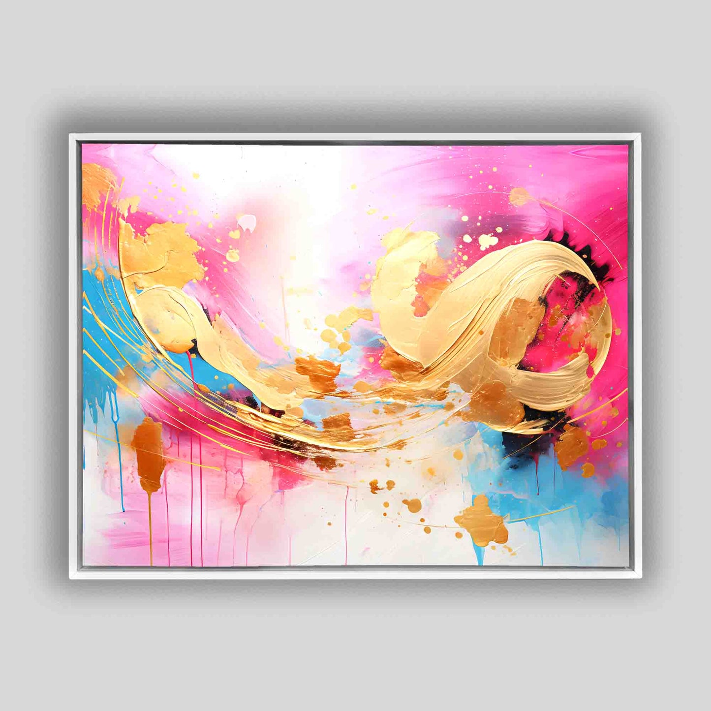 Fuchsia Gold Abstract 48X36 Fine Art Canvas Print-5