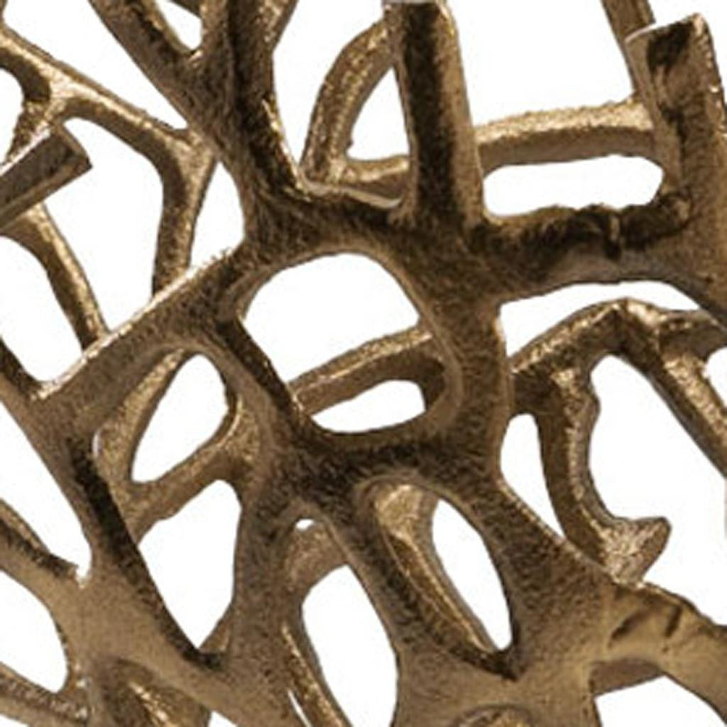 14" Gold Aluminum Coral Decorative Round Bowl-2