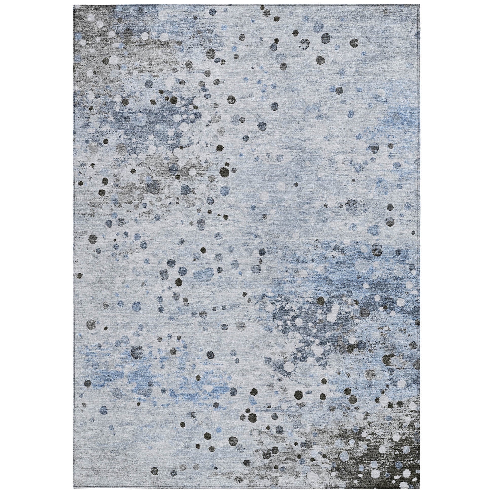 8' X 10' Sky Blue And Gray Abstract Washable Indoor Outdoor Area Rug-2