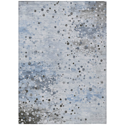 8' X 10' Sky Blue And Gray Abstract Washable Indoor Outdoor Area Rug-0