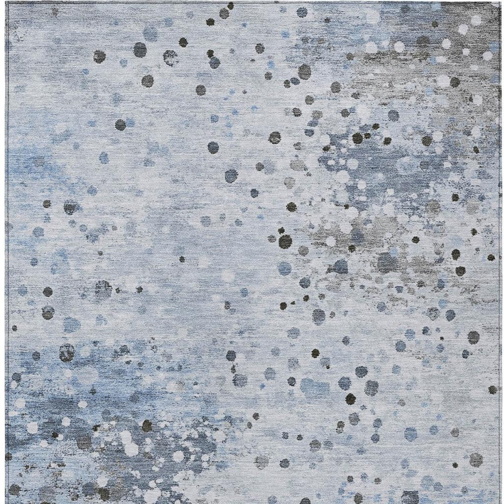 8' X 10' Sky Blue And Gray Abstract Washable Indoor Outdoor Area Rug-3