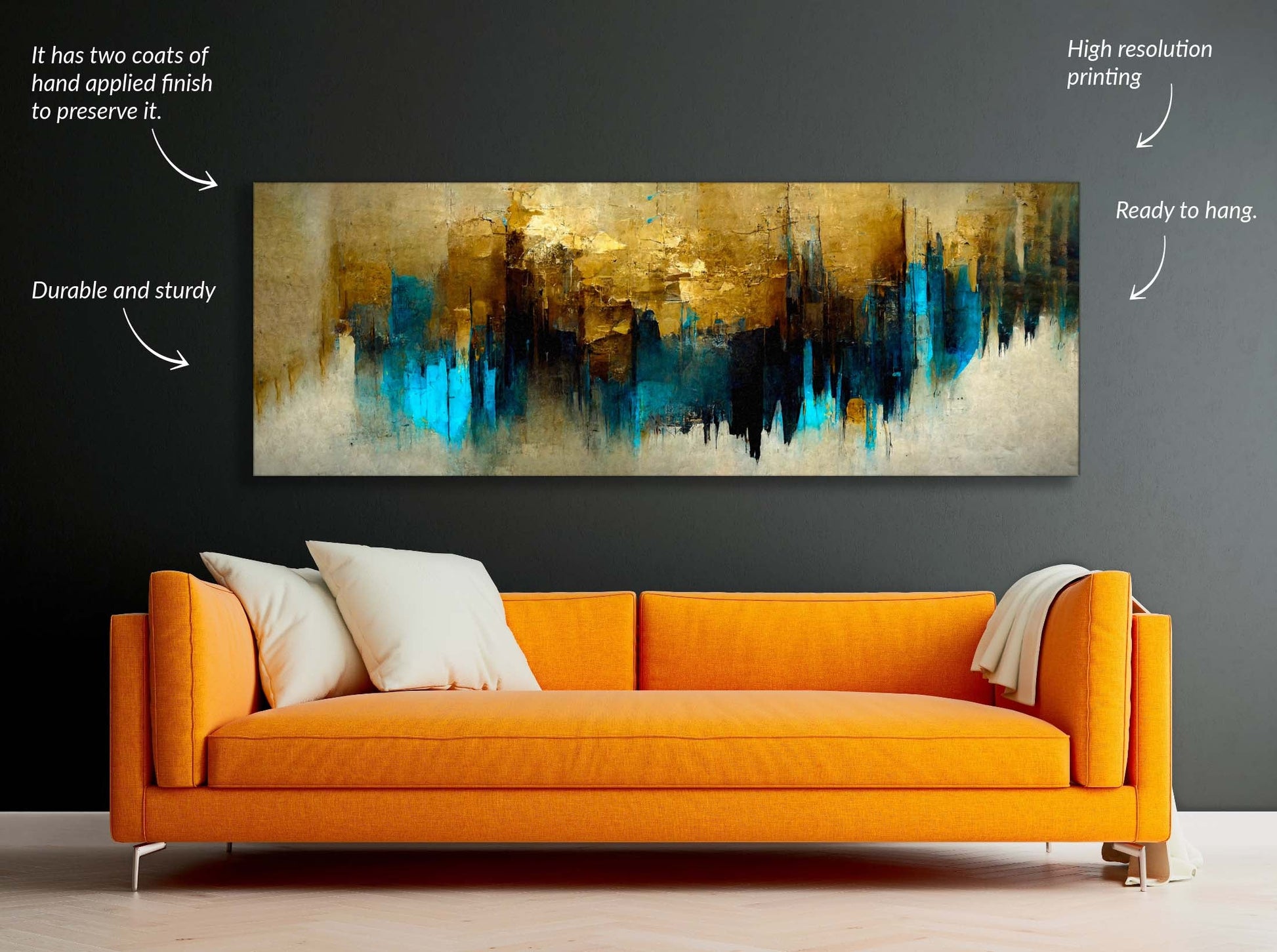 Gold and Blue Abstract-Canvas Wall art- Fine Art-1