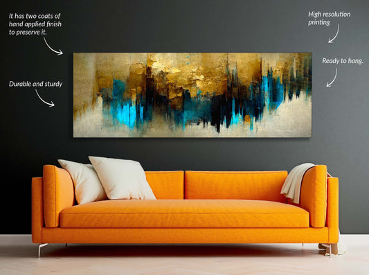 Gold and Blue Abstract-Canvas Wall art- Fine Art-1